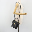 Christian Dior Hand Bag Leather 2way Black Gold Tone Auth ep15222-24
