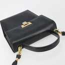 Christian Dior Hand Bag Leather 2way Black Gold Tone Auth ep15222-6