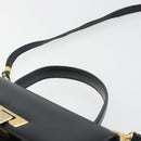 Christian Dior Hand Bag Leather 2way Black Gold Tone Auth ep15222-14