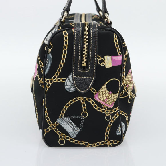 GUCCI Hand Bag Satin Black Gold Tone 154180 Auth ep15224V
