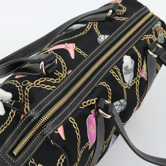 GUCCI Hand Bag Satin Black Gold Tone 154180 Auth ep15224V