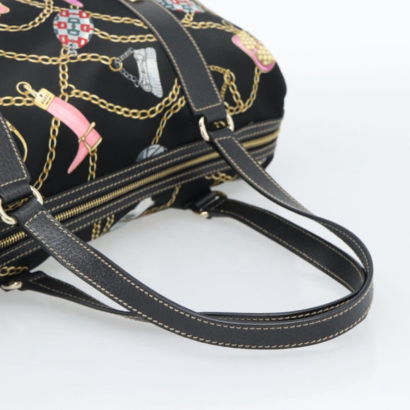 GUCCI Hand Bag Satin Black Gold Tone 154180 Auth ep15224V