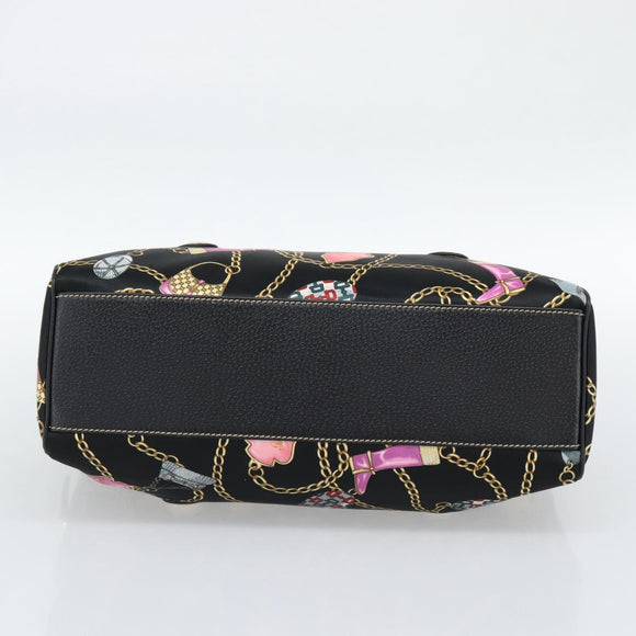 GUCCI Hand Bag Satin Black Gold Tone 154180 Auth ep15224V
