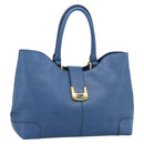 FENDI Tote Bag Leather Blue Gold Tone 8BR662 Auth ep15227-1