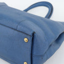 FENDI Tote Bag Leather Blue Gold Tone 8BR662 Auth ep15227-10