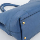 FENDI Tote Bag Leather Blue Gold Tone 8BR662 Auth ep15227-11