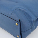 FENDI Tote Bag Leather Blue Gold Tone 8BR662 Auth ep15227-12