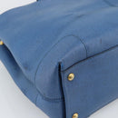 FENDI Tote Bag Leather Blue Gold Tone 8BR662 Auth ep15227-13