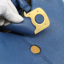 FENDI Tote Bag Leather Blue Gold Tone 8BR662 Auth ep15227-14