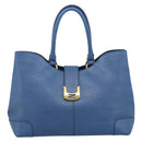 FENDI Tote Bag Leather Blue Gold Tone 8BR662 Auth ep15227-2