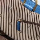 FENDI Tote Bag Leather Blue Gold Tone 8BR662 Auth ep15227-20