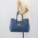 FENDI Tote Bag Leather Blue Gold Tone 8BR662 Auth ep15227-23