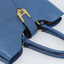 FENDI Tote Bag Leather Blue Gold Tone 8BR662 Auth ep15227-6