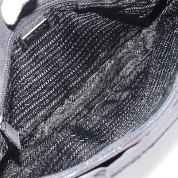 PRADA Hand Bag Nylon Black Silver Auth ep15229