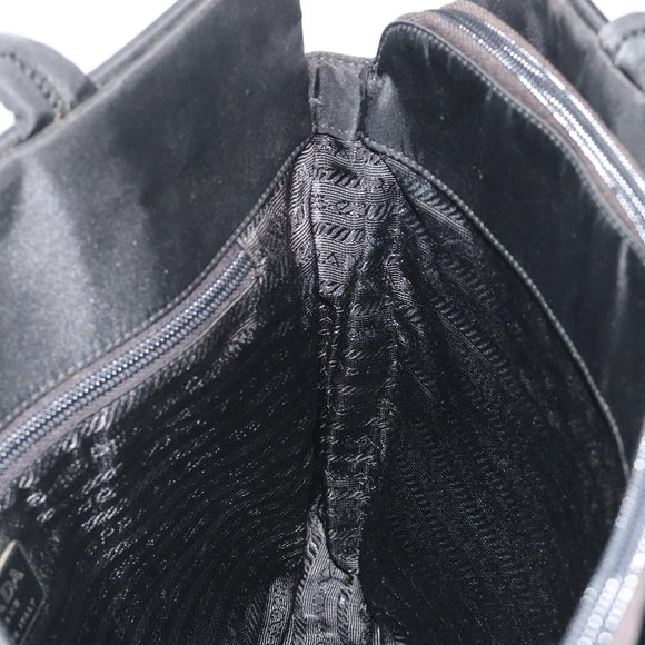 PRADA Hand Bag Nylon Black Silver Auth ep15229