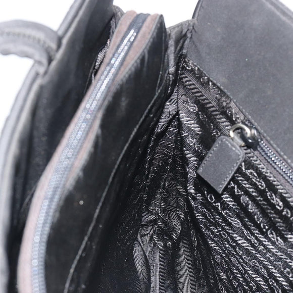 PRADA Hand Bag Nylon Black Silver Auth ep15229