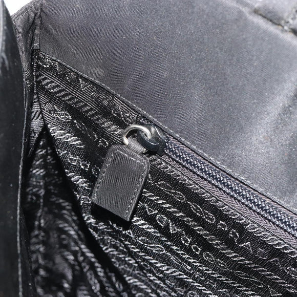 PRADA Hand Bag Nylon Black Silver Auth ep15229
