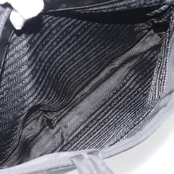PRADA Hand Bag Nylon Black Silver Auth ep15229
