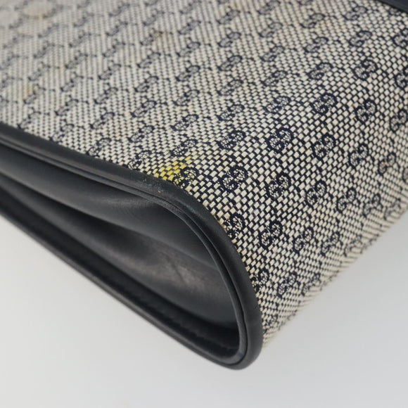 GUCCI Micro GG Canvas Shoulder Bag Navy Gold Tone Auth ep15230