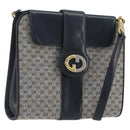 GUCCI Micro GG Canvas Shoulder Bag Navy Gold Tone Auth ep15230-1