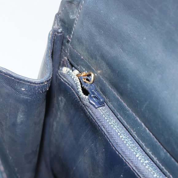 GUCCI Micro GG Canvas Shoulder Bag Navy Gold Tone Auth ep15230