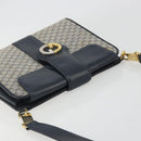 GUCCI Micro GG Canvas Shoulder Bag Navy Gold Tone Auth ep15230-6