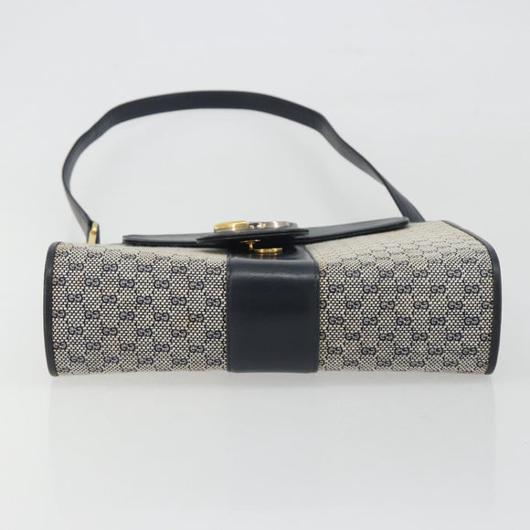 GUCCI Micro GG Canvas Shoulder Bag Navy Gold Tone Auth ep15230