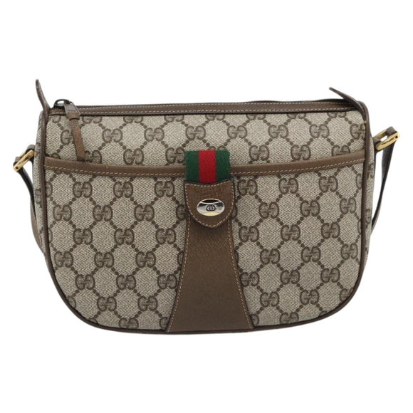 GUCCI GG Supreme Shoulder Bag PVC Leather Beige Gold Tone 89 02 032 Auth ep15231