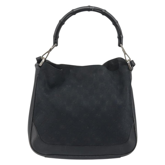 GUCCI GG Canvas Bamboo Hand Bag 2way Black Silver 001 4095 Auth ep15232