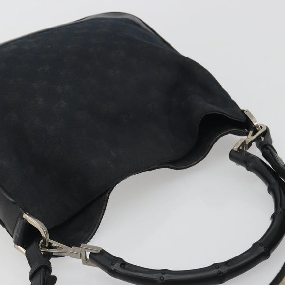 GUCCI GG Canvas Bamboo Hand Bag 2way Black Silver 001 4095 Auth ep15232