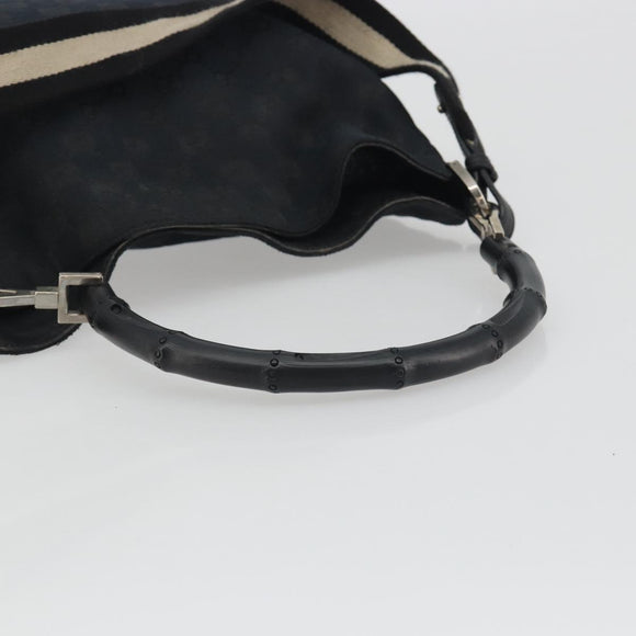 GUCCI GG Canvas Bamboo Hand Bag 2way Black Silver 001 4095 Auth ep15232