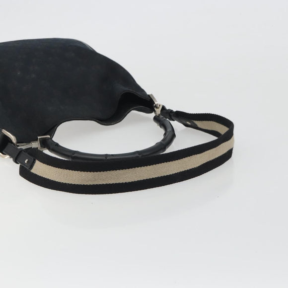 GUCCI GG Canvas Bamboo Hand Bag 2way Black Silver 001 4095 Auth ep15232