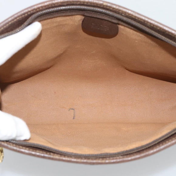 GUCCI GG Supreme Clutch Bag PVC Leather Beige Gold Tone Auth ep15234