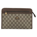 GUCCI GG Supreme Clutch Bag PVC Leather Beige Gold Tone Auth ep15234-2