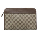 GUCCI GG Supreme Clutch Bag PVC Leather Beige Gold Tone Auth ep15234-3