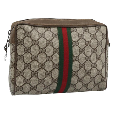 GUCCI GG Supreme Clutch Bag PVC Leather Beige 89 01 012 Auth ep15235
