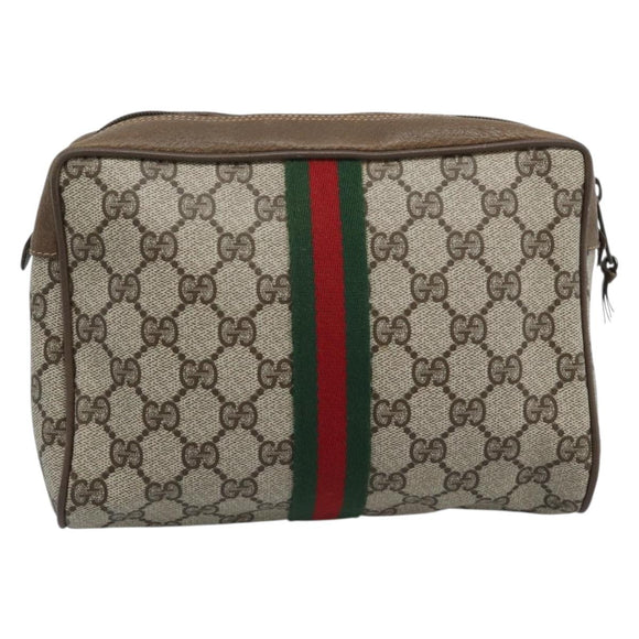 GUCCI GG Supreme Clutch Bag PVC Leather Beige 89 01 012 Auth ep15235