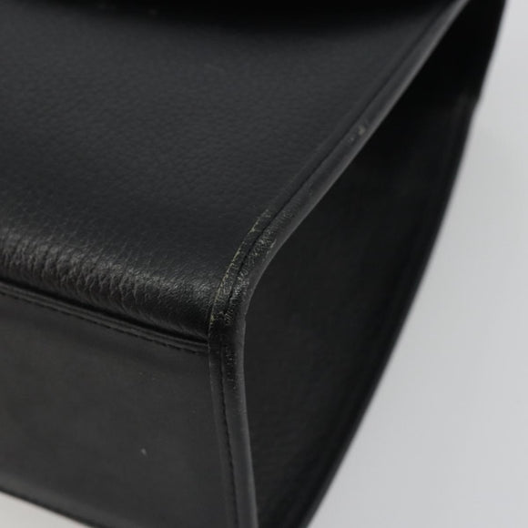Burberrys Hand Bag Leather Black Silver Auth ep15237