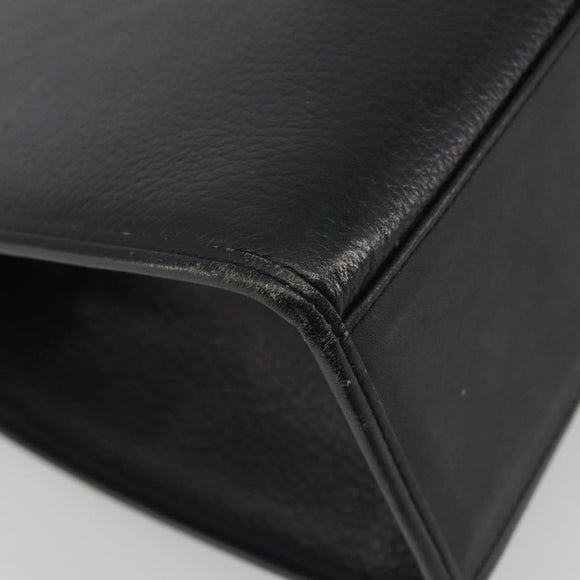 Burberrys Hand Bag Leather Black Silver Auth ep15237