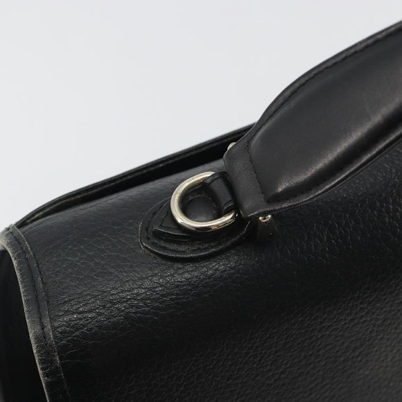 Burberrys Hand Bag Leather Black Silver Auth ep15237