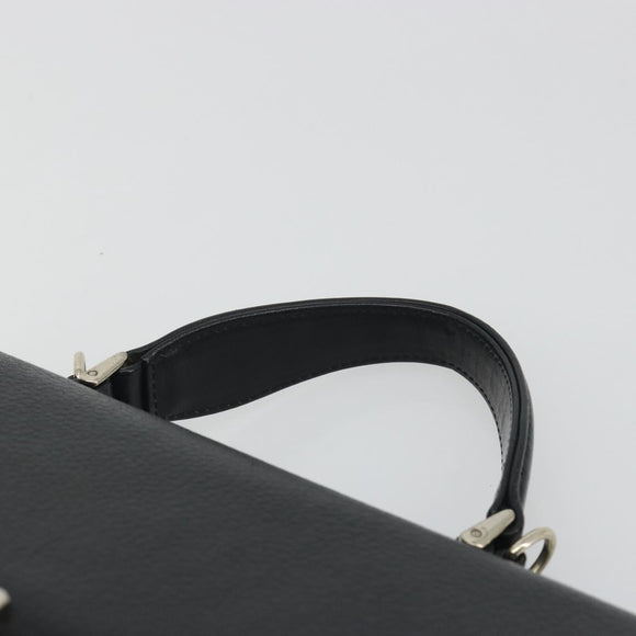 Burberrys Hand Bag Leather Black Silver Auth ep15237