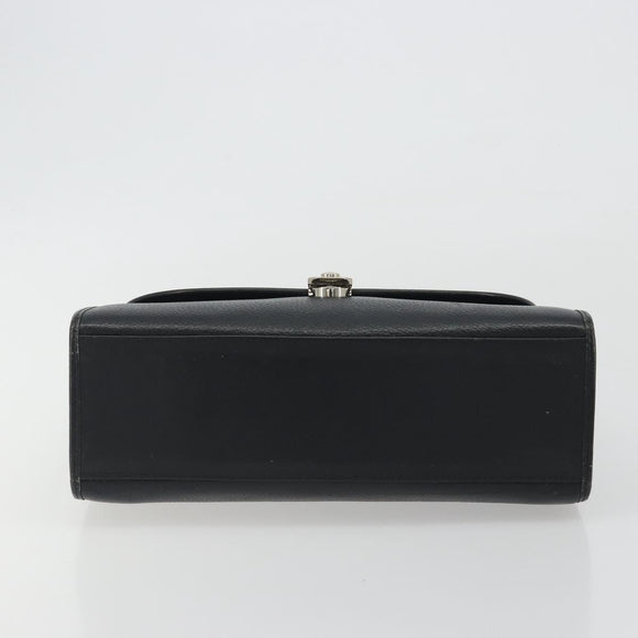 Burberrys Hand Bag Leather Black Silver Auth ep15237