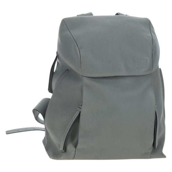 LOEWE Backpack Leather Gray Silver Auth ep15239V