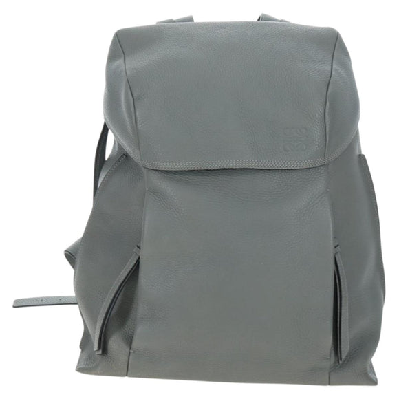 LOEWE Backpack Leather Gray Silver Auth ep15239V