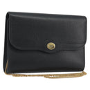 Christian Dior Chain Shoulder Bag Leather Black Gold Tone Auth ep15243A-1