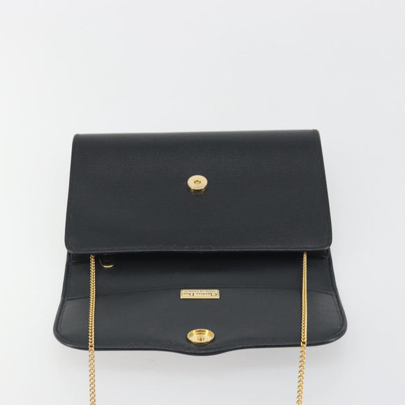 Christian Dior Chain Shoulder Bag Leather Black Gold Tone Auth ep15243A