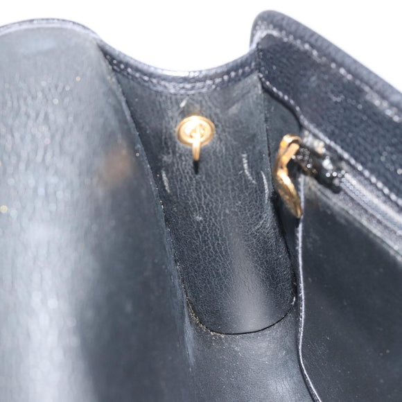 Christian Dior Chain Shoulder Bag Leather Black Gold Tone Auth ep15243A