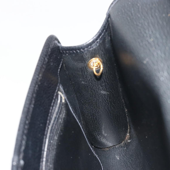 Christian Dior Chain Shoulder Bag Leather Black Gold Tone Auth ep15243A