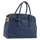 PRADA Hand Bag Leather Blue Gold Tone Auth ep15244-1