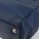 PRADA Hand Bag Leather Blue Gold Tone Auth ep15244-9
